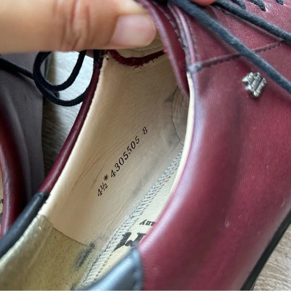 FINN COMFORT Dijon Burgundy/Red Leather Lace Up Loafers Made In Germany - Picture 7 of 16